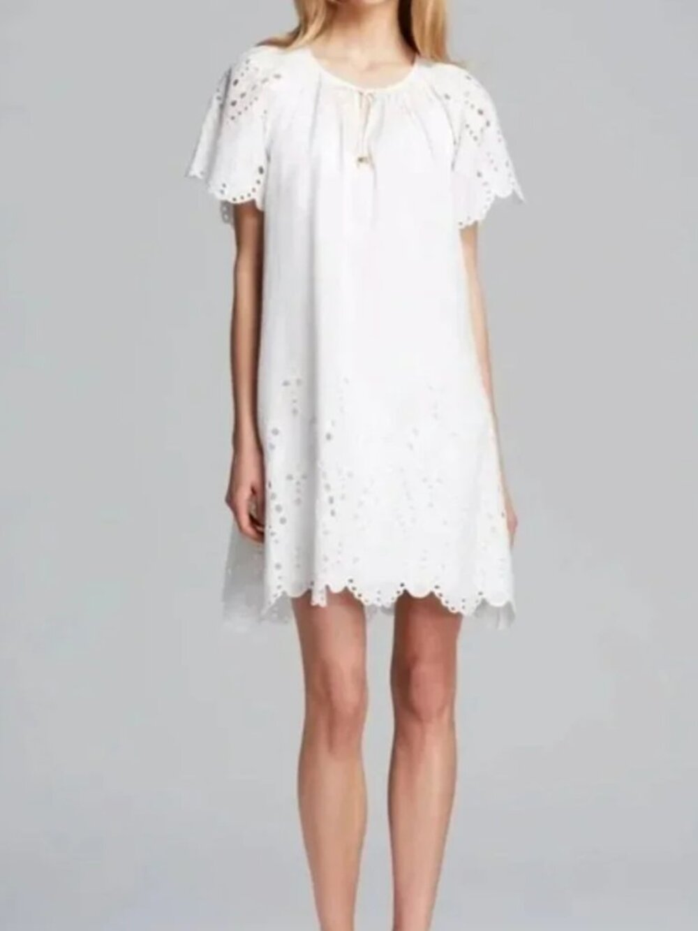 Michael Michael Kors White Eyelet Cotton Cover Up Dress Small Boho Beach Tunic
